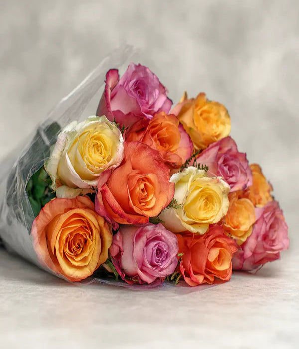 12 Assorted Roses & Gift | Card & Chocolate