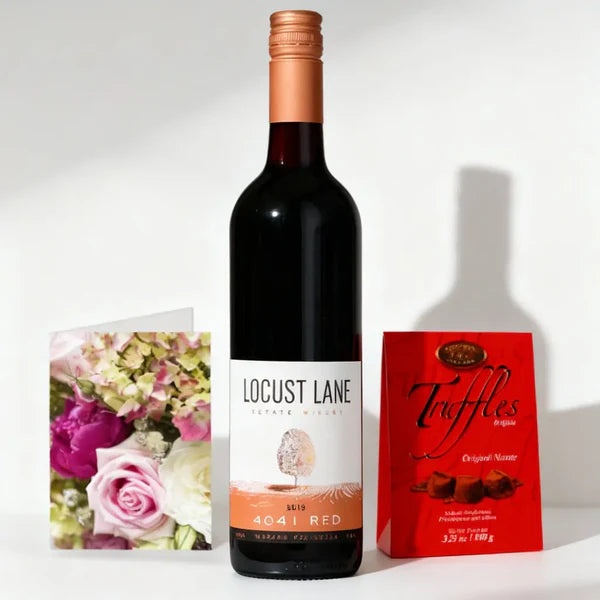 Decadent Deep Red Wine Chocolate Truffles Gift Card Arrangement