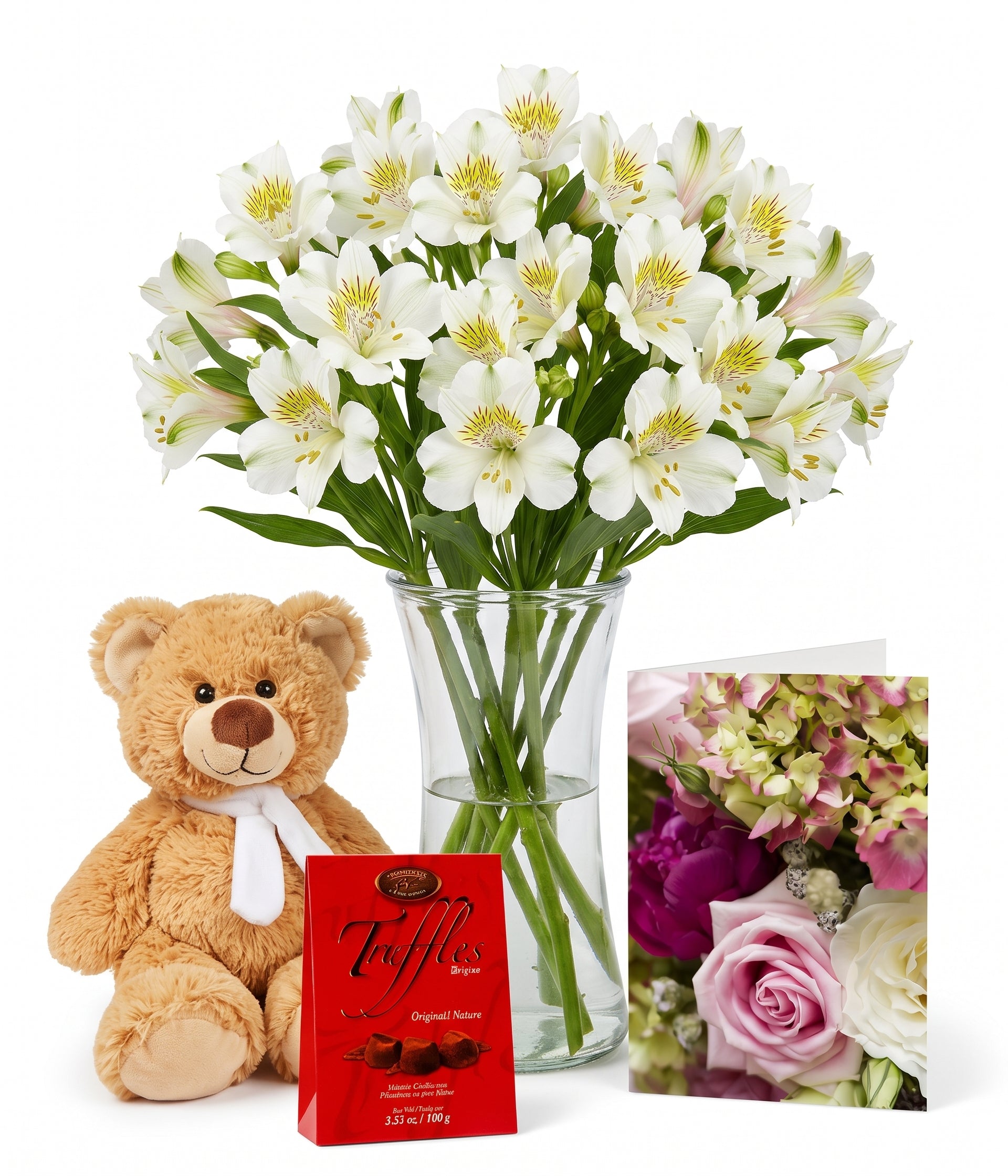 Easter Alstroemeria - 50 Bloom Collection | Card, Truffles & Teddy Floral Design