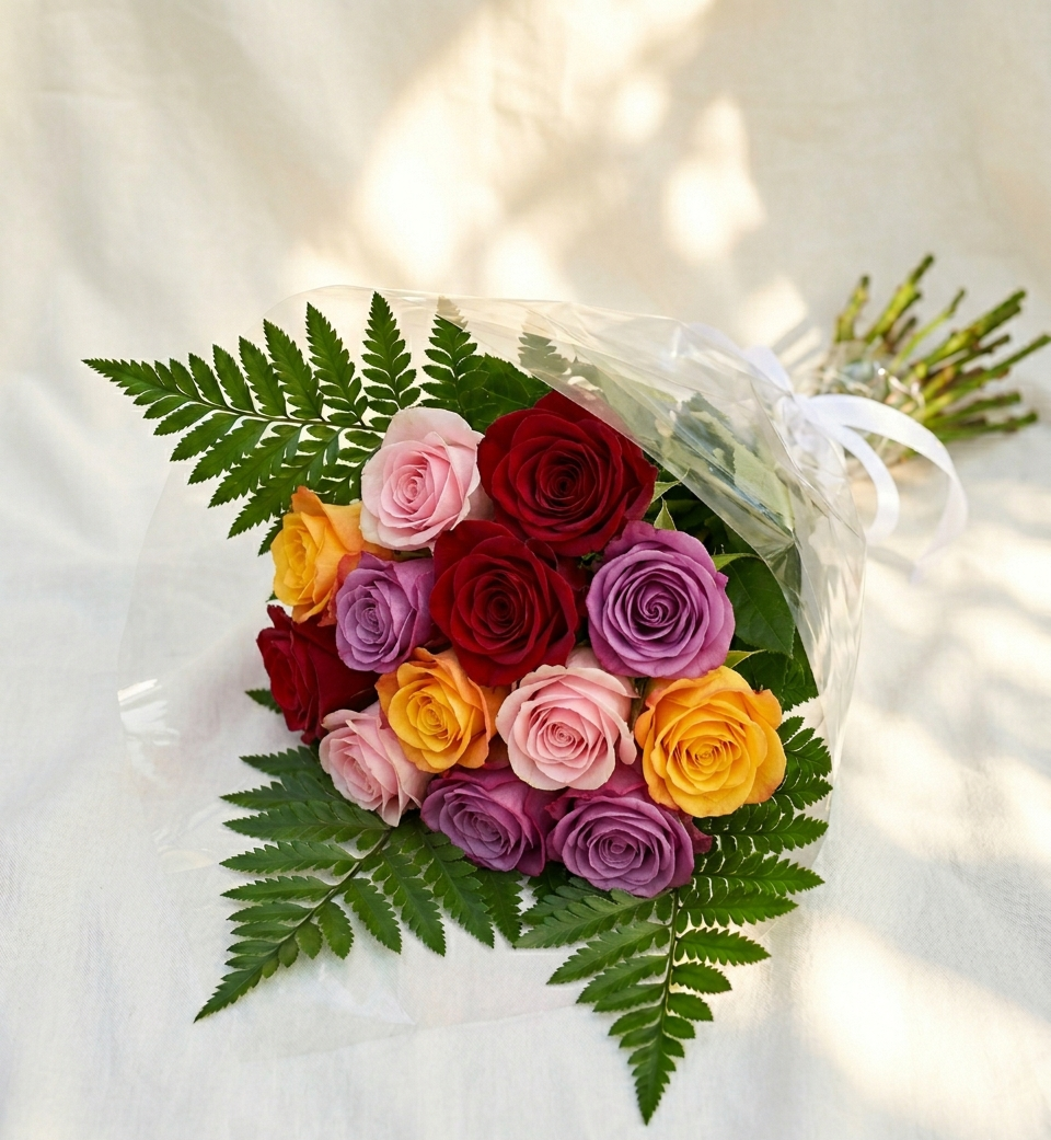 12 Assorted Roses | Includes Card Floral Design
