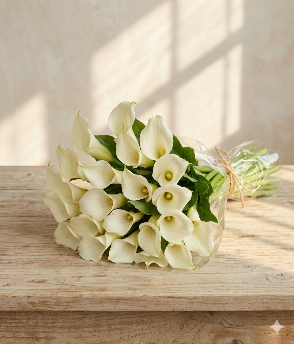 20 Snow Calla Lilies Arrangement