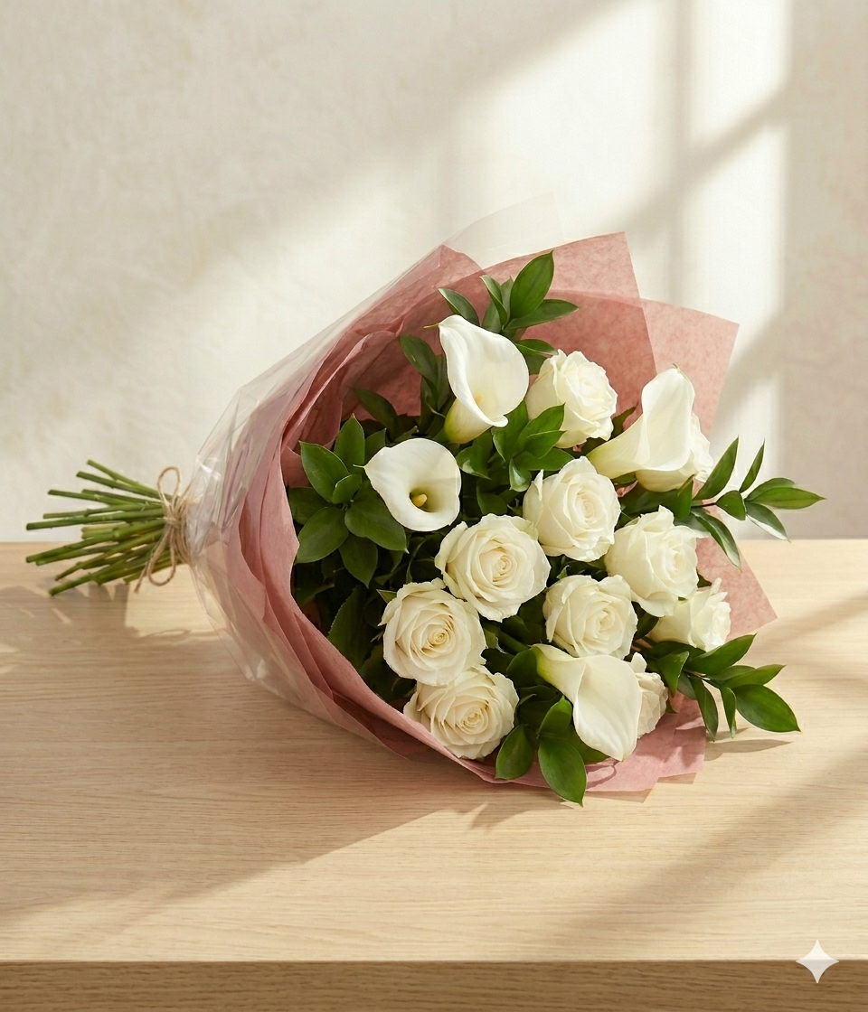 Classic Ivory With Calla Lilies Bouquet