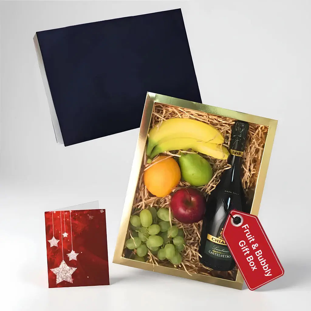 Gourmet Fruit And Sparkling Wine Gift Set Blooms