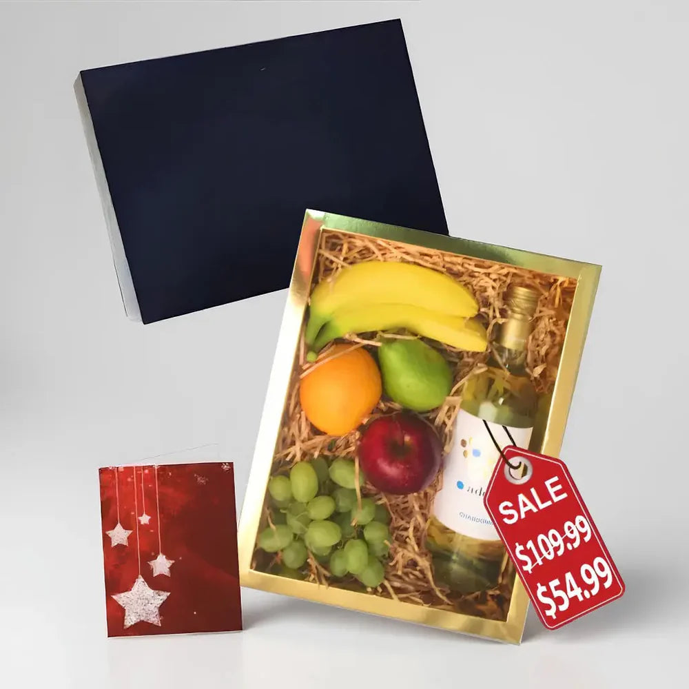 Gourmet Fruit And Ivory Wine Gift Set Blooms