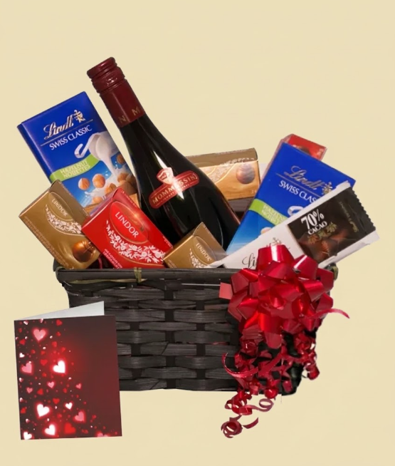 Sparkling Wine Gift Basket Paired With Lindt Chocolate
