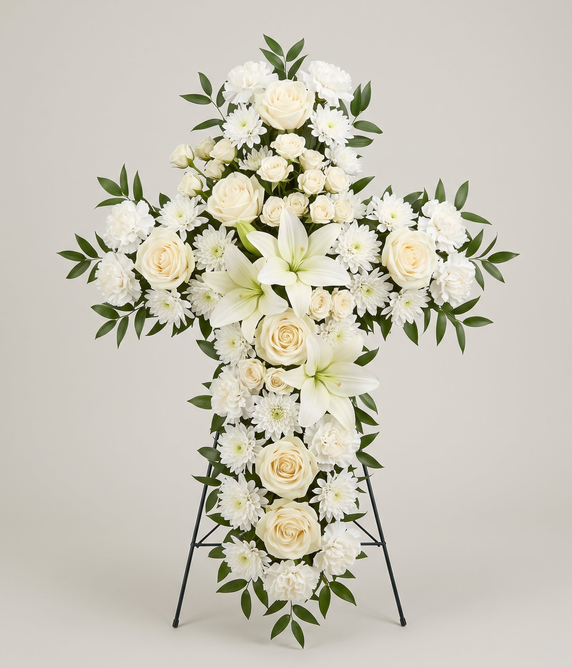 Pearl Floral Cross Arrangement Blooms