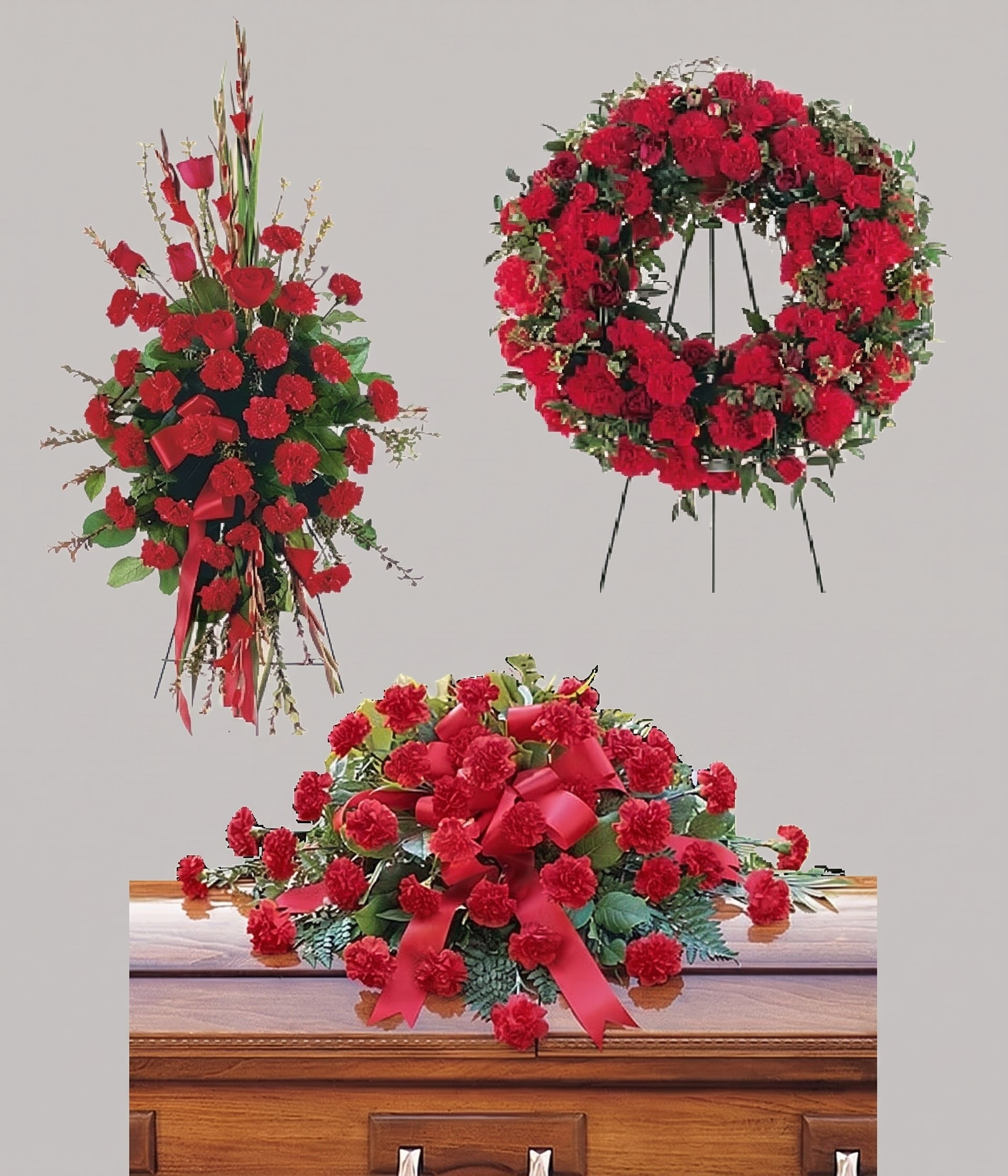 Classic Deep Red Rose Funeral Arrangement Package 1