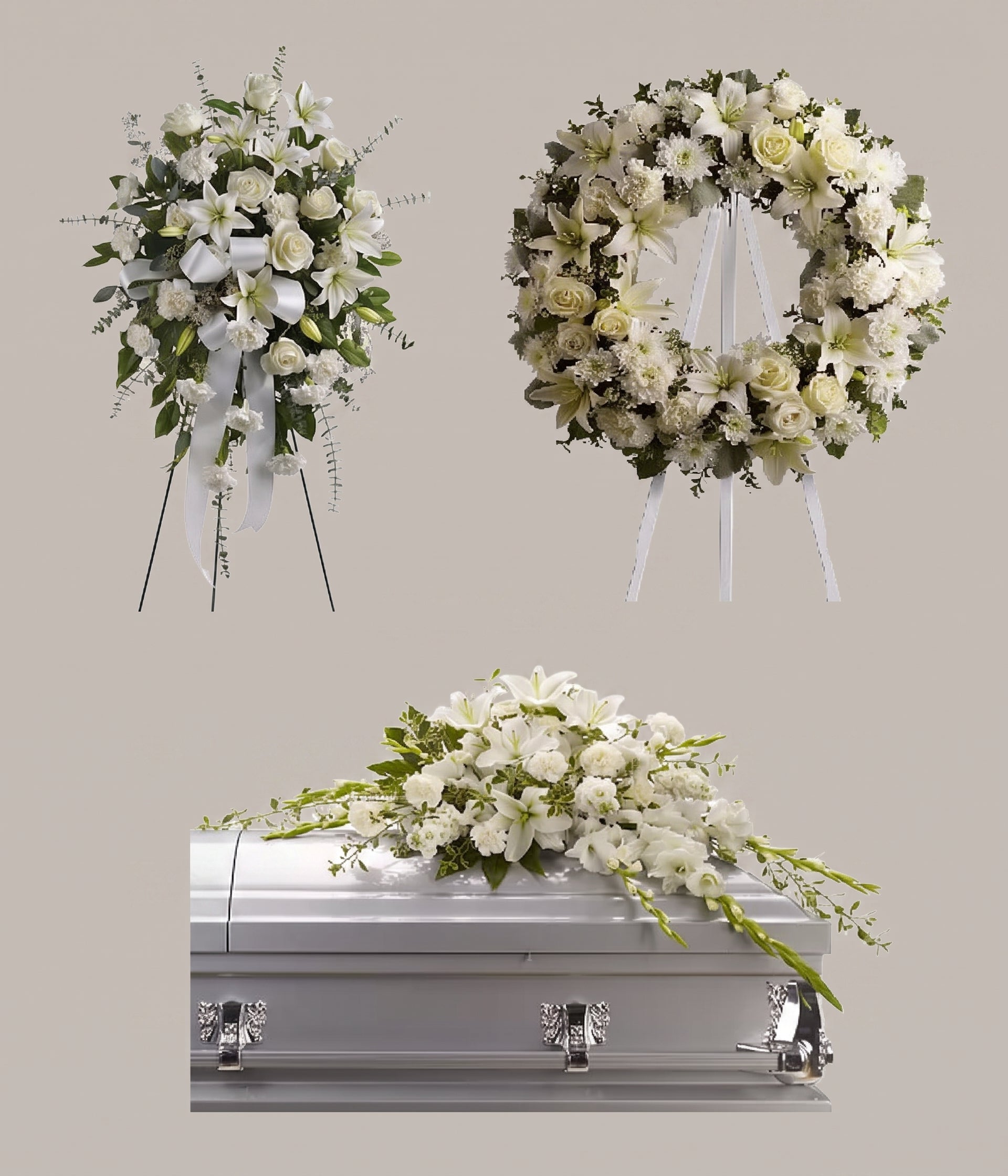 Ivory Floral Funeral Arrangement Package Arrangement