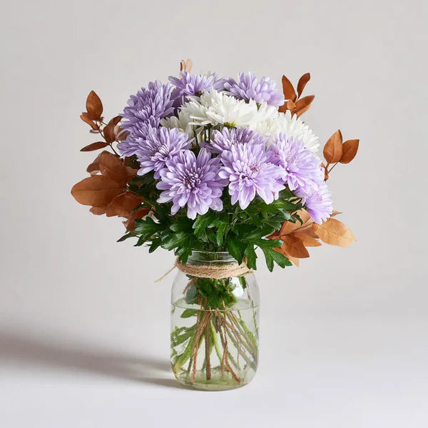 Chrysanthemum Love Collection In A Mason Jar Arrangement