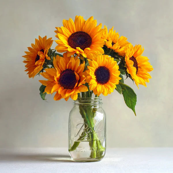 Rustic Sunflower In Mason Jar Bouquet
