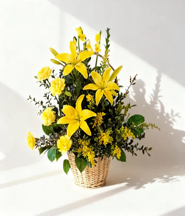 Golden Flower Basket Arrangement