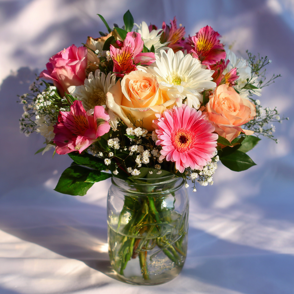 Blush Love In A Mason Jar Floral Design