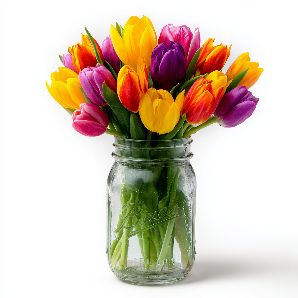 Spring Tulips In Rustic Mason Jar Blooms