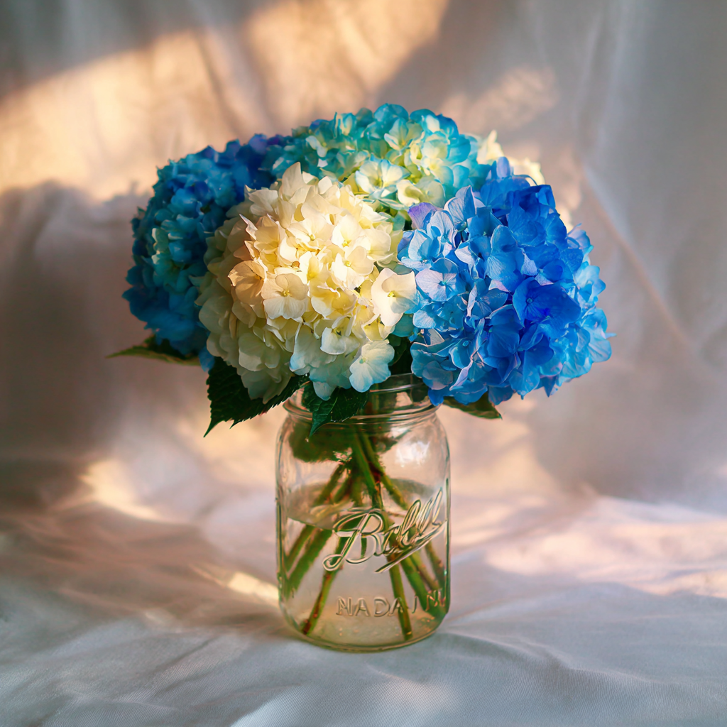 Rustic Mason Jar Hydrangea Bouquet