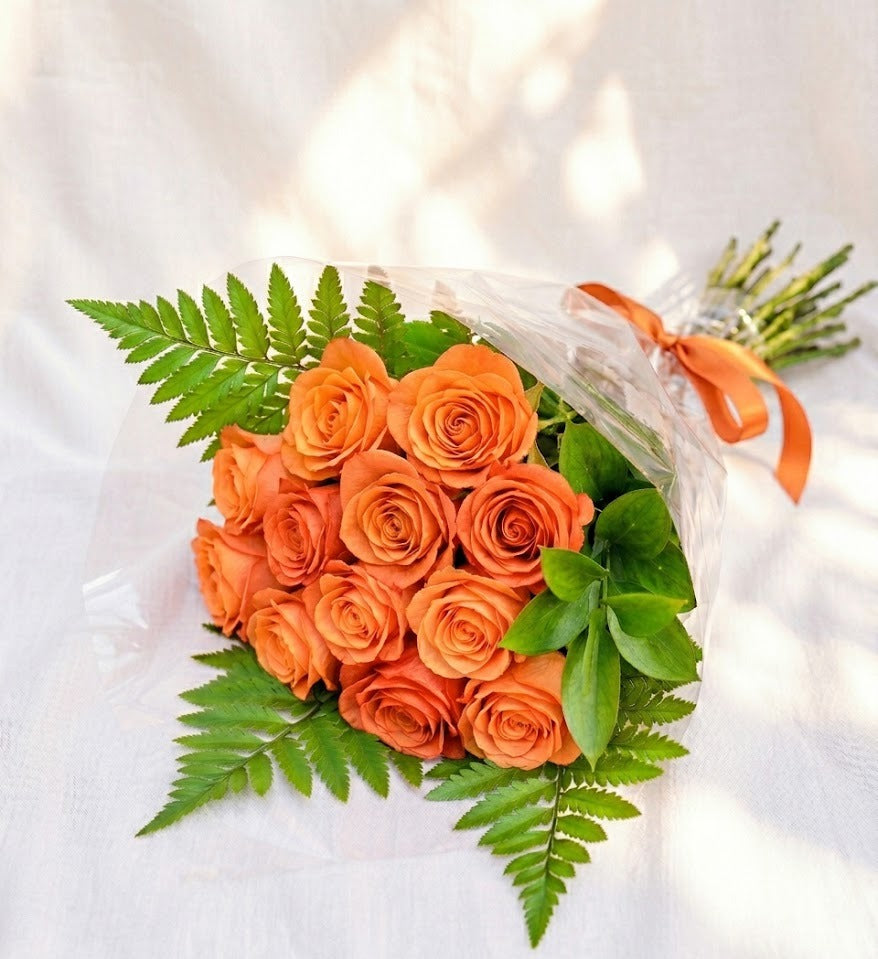 12 Orange Roses Floral Design