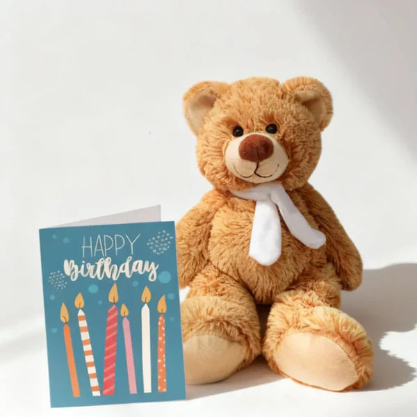 Birthday Card And Teddy Bear Gift Set Bouquet
