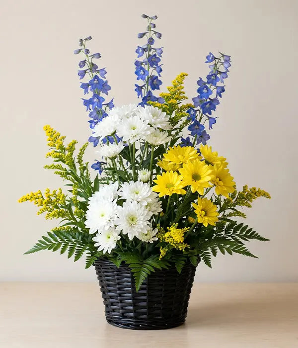 Cheerful Flower Arrangement Basket Blooms