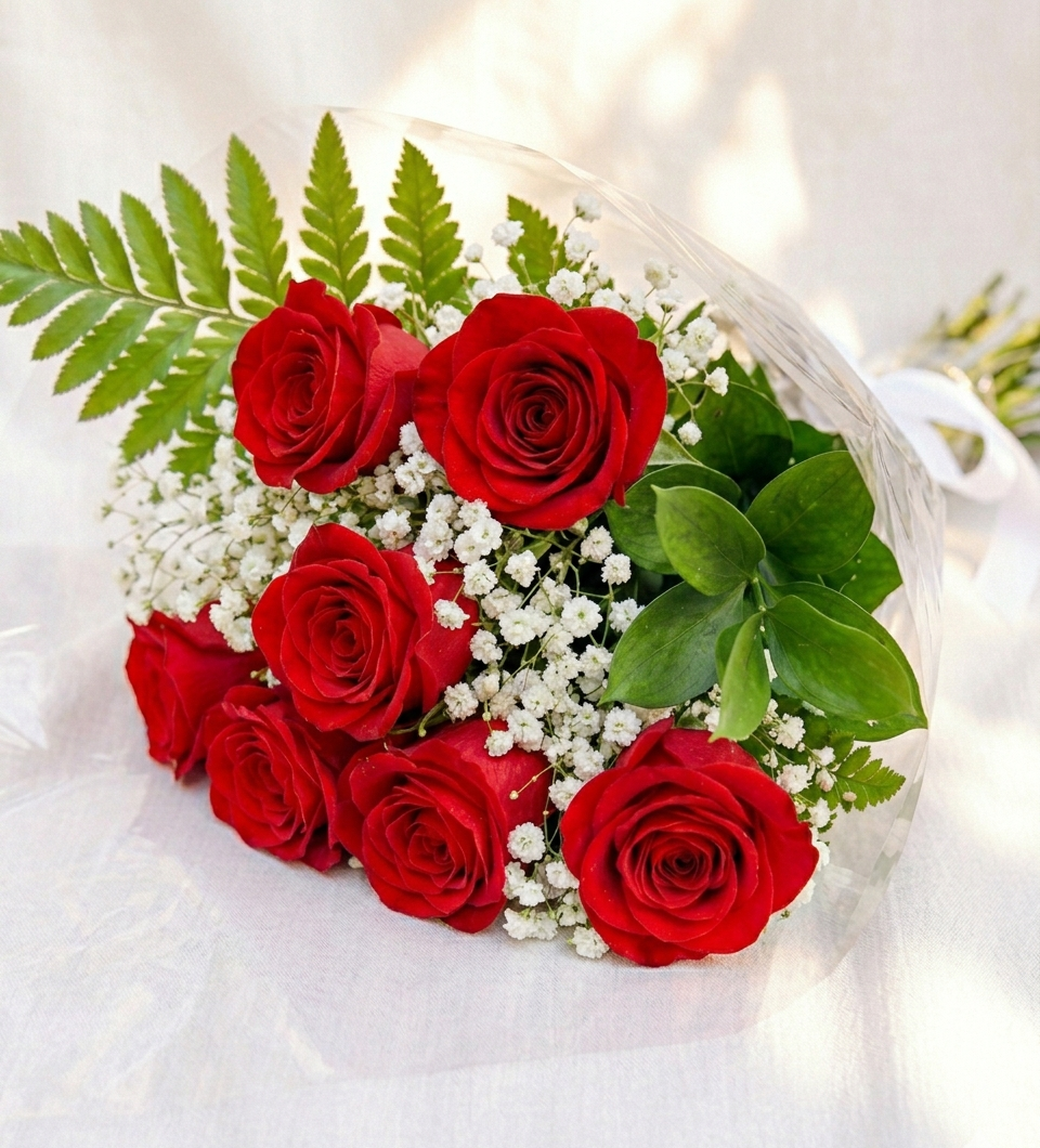 Half Dozen Roses Blooms
