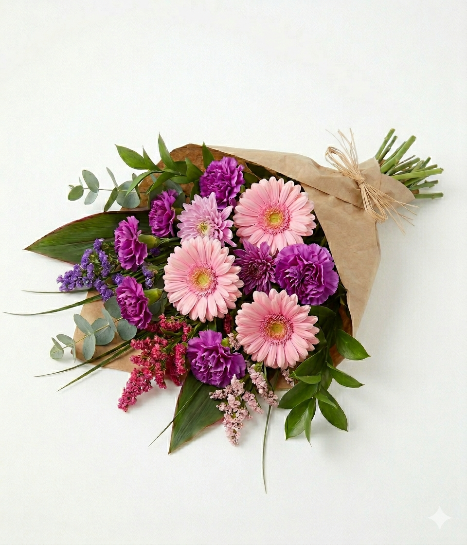 Hand Tied Plum & Blush Collection 3 Bouquet