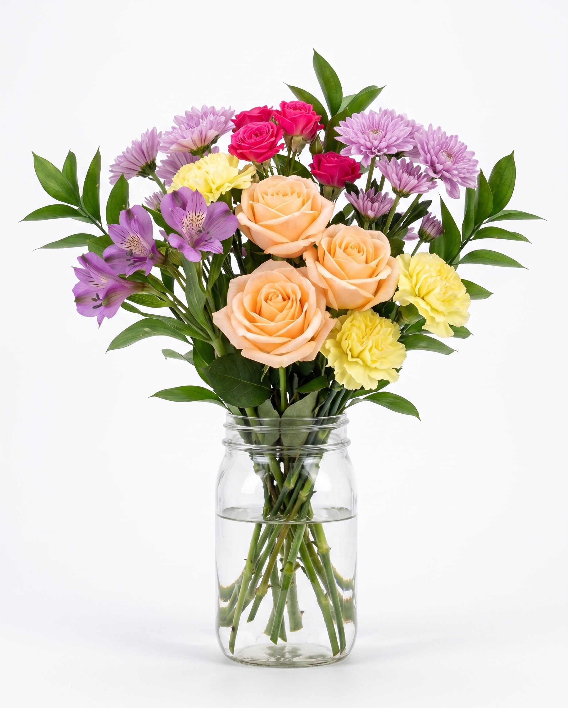 Peach Rose & Alstroemeria Hand-Tied – Soft Soft Pink & Cream Fresh Flowers Arrangement