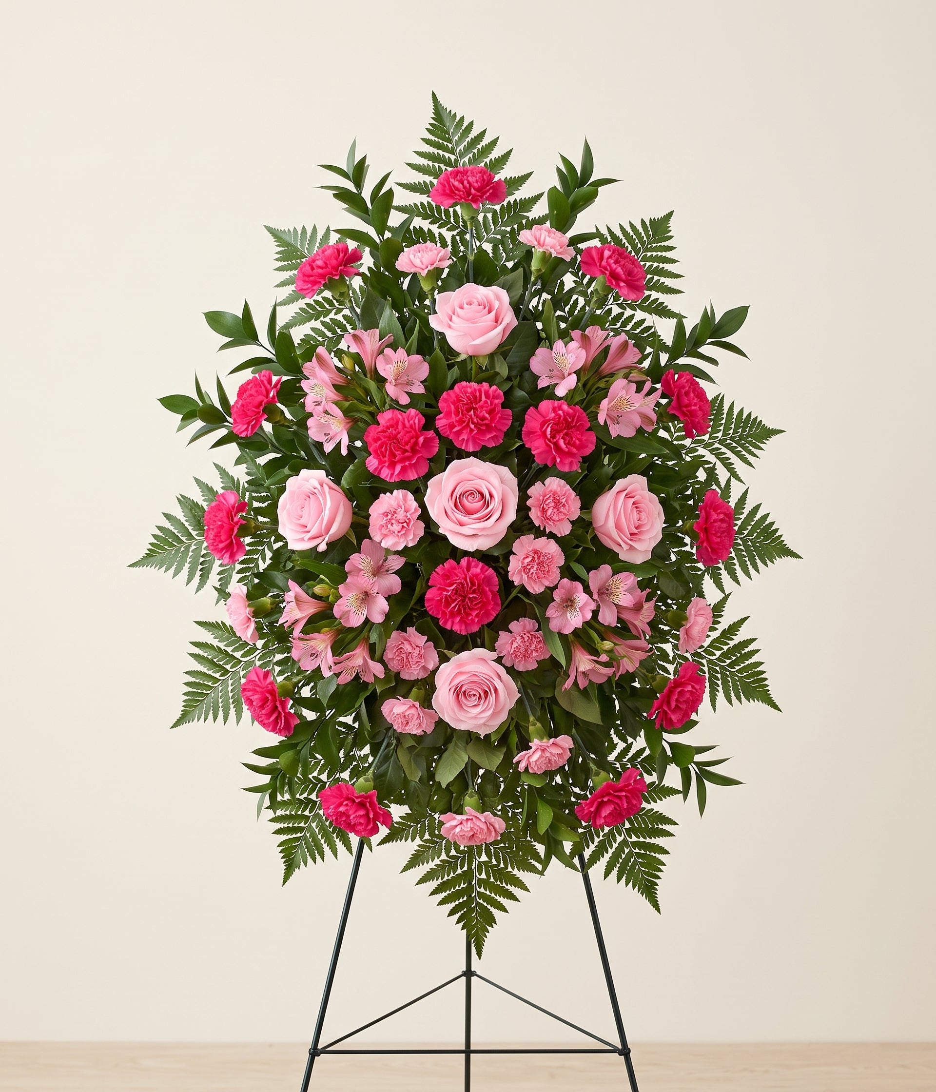 Gerbe funéraire élégante de fleurs rose pâle