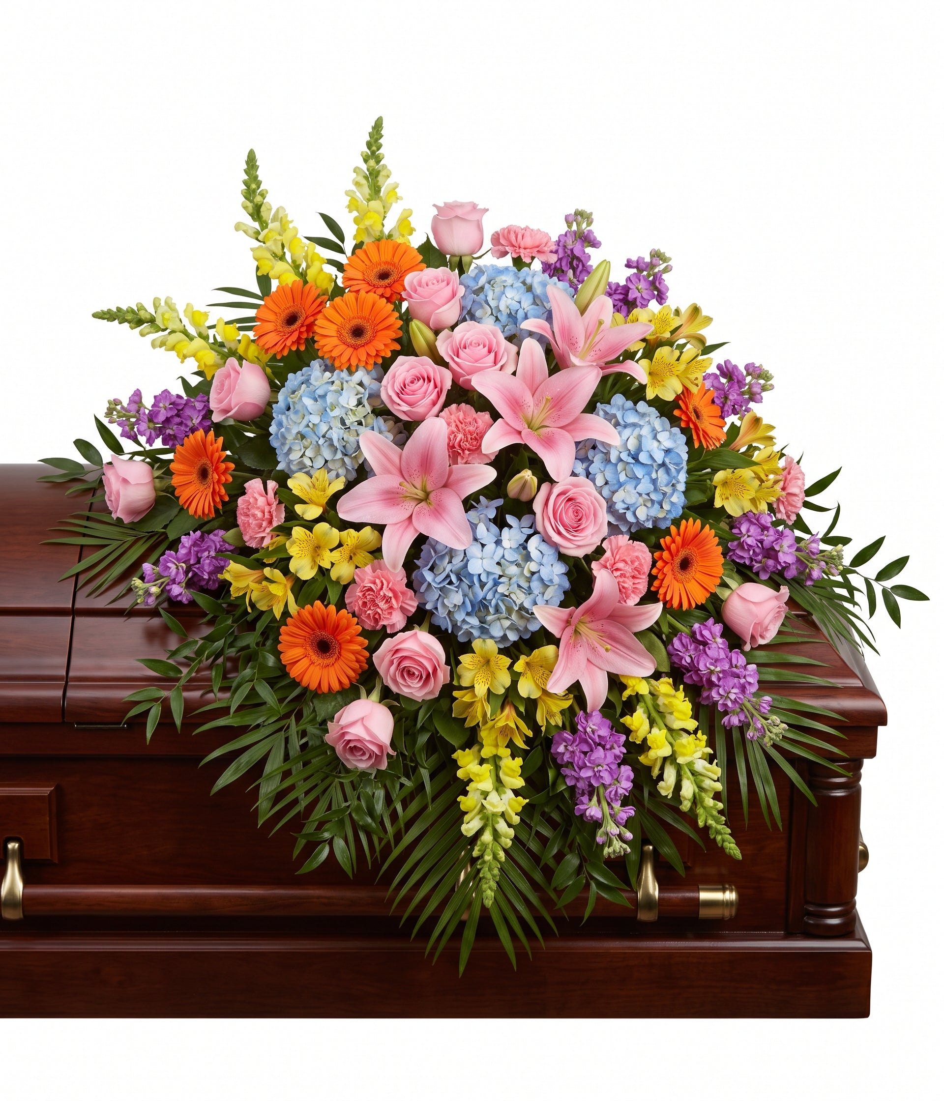 Colourfully Arranged Floral Casket Spray Blooms