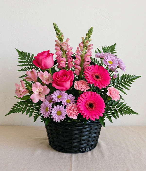 Bright Flowers Basket Bouquet