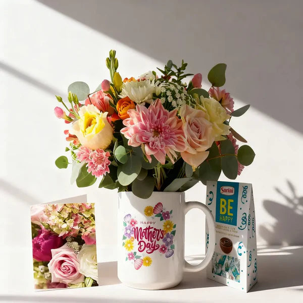 Mug & Flowers For Mom 3 Bouquet