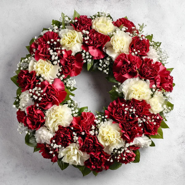 Crimson & Pearl Wreath Floral Design