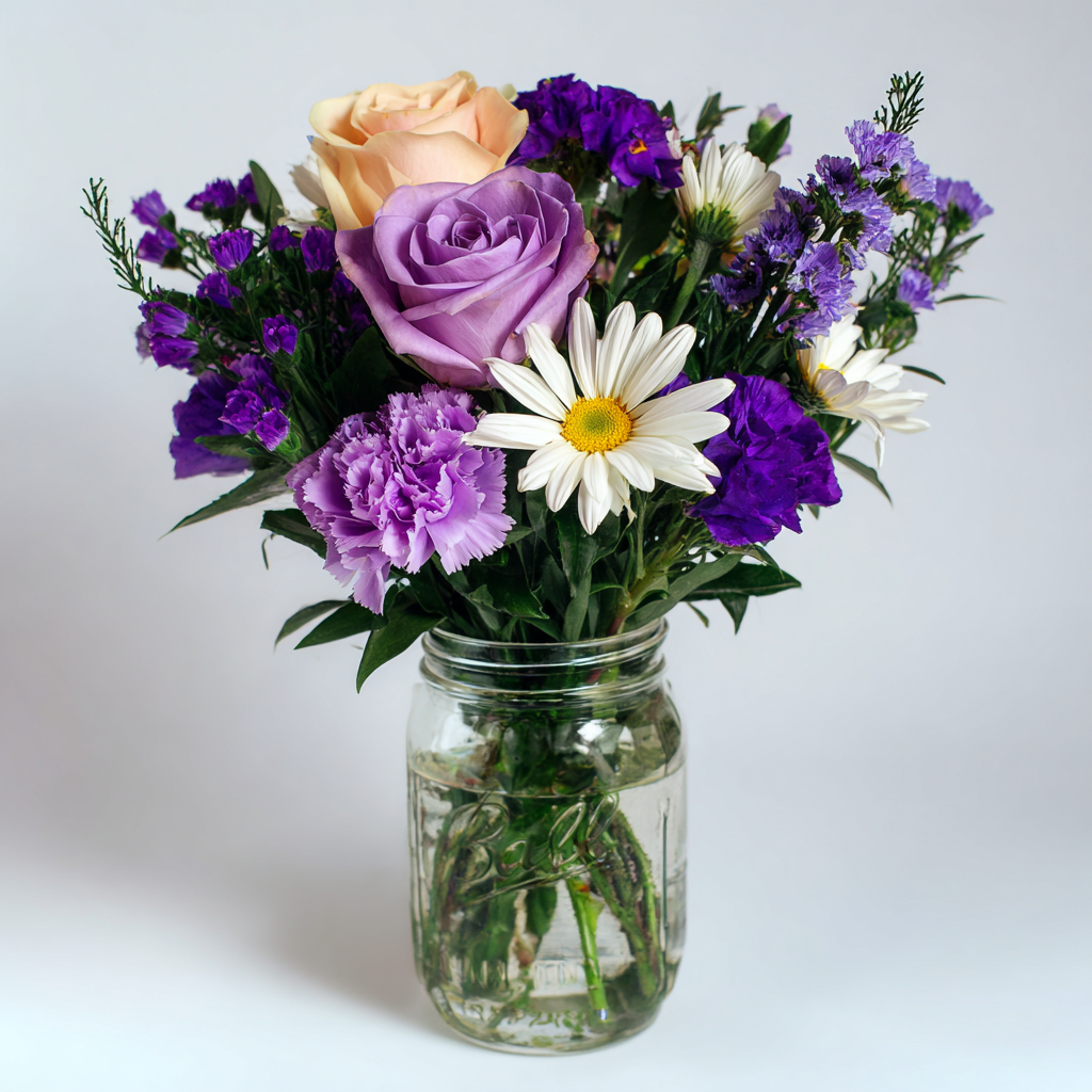 Magenta Magic In A Mason Jar Bouquet
