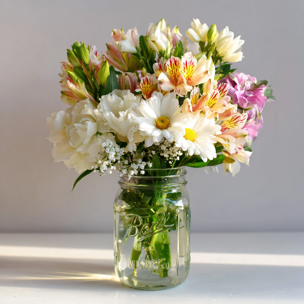 Snow Wonder In A Mason Jar Arrangement