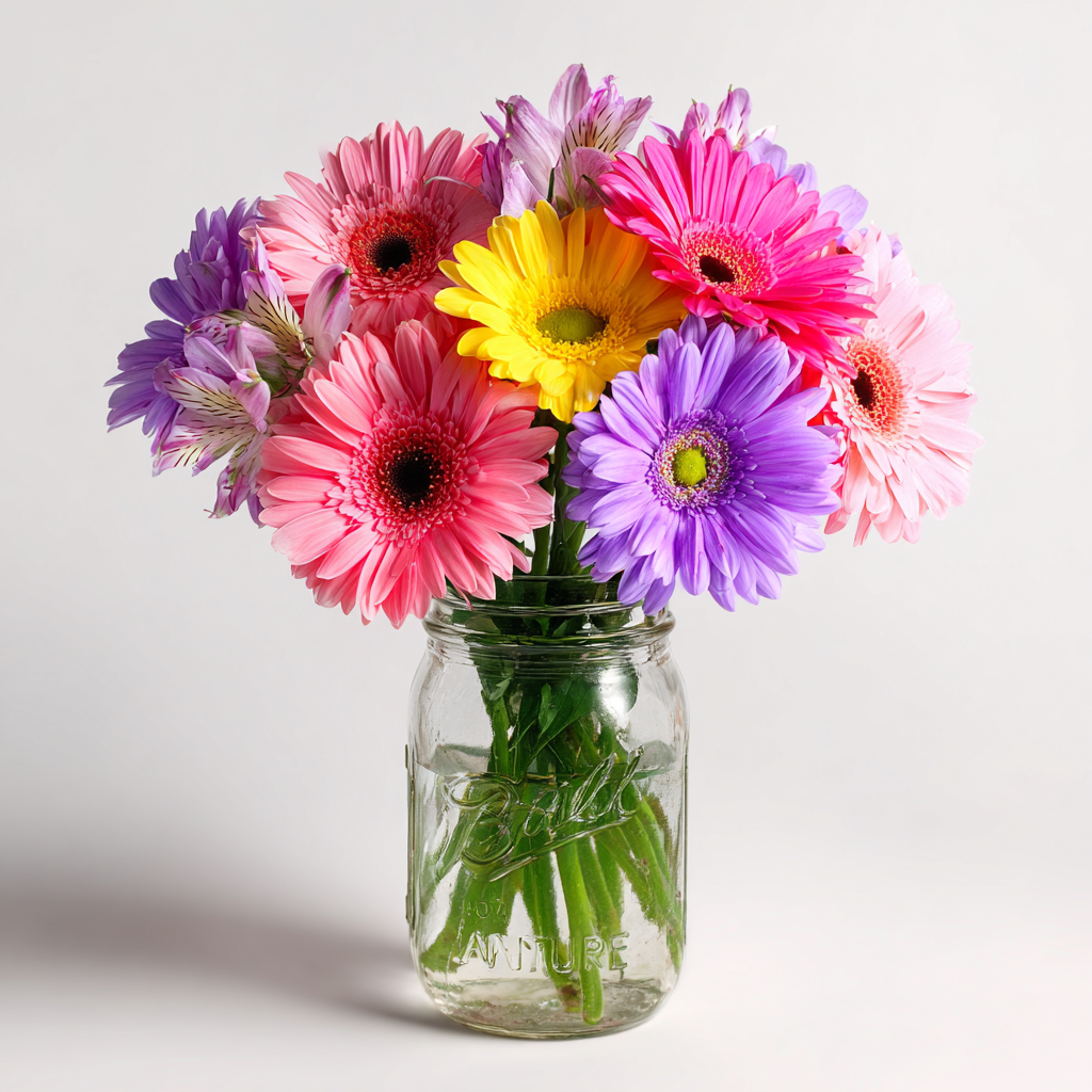 Blush Hues In A Mason Jar Bouquet