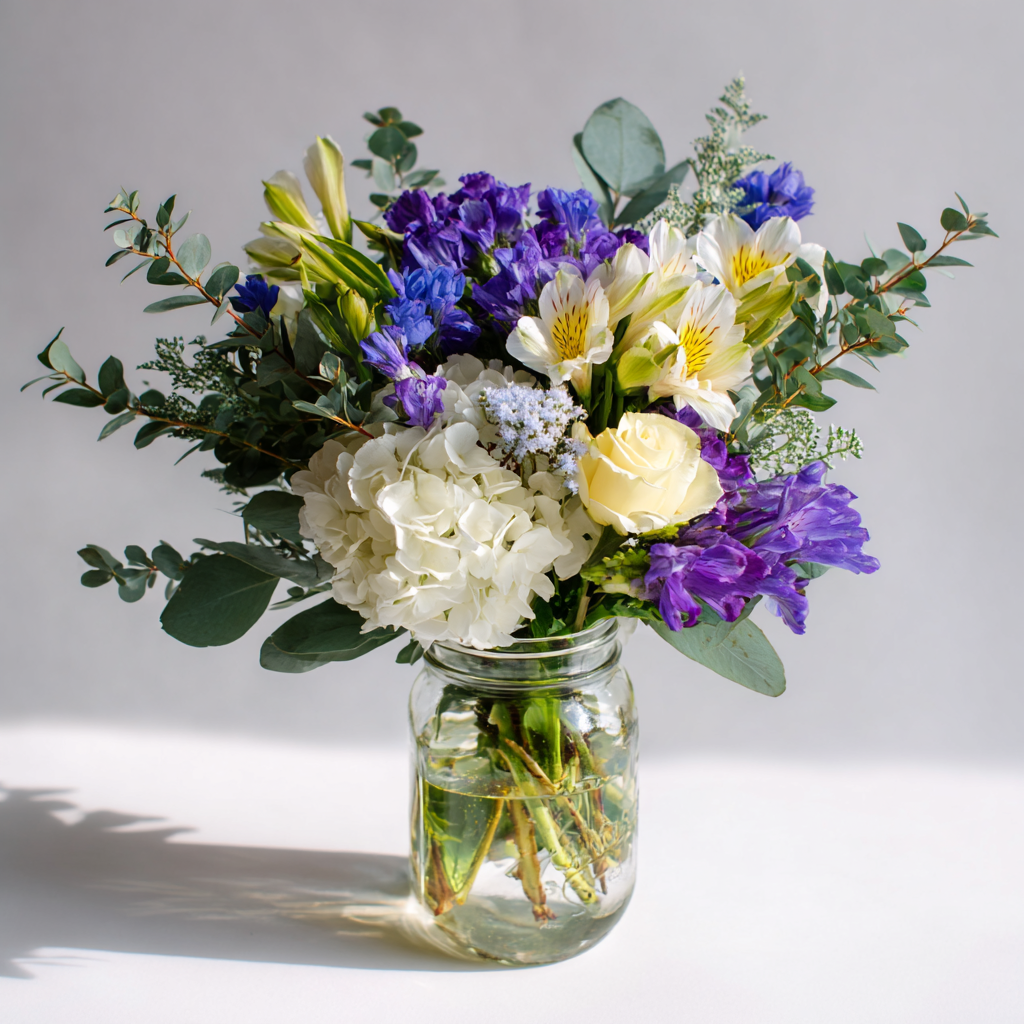 Tranquil Cloudscape In A Mason Jar Blooms