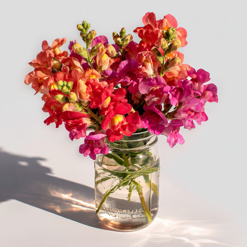 Vibrant Snapdragon In Mason Jar Bouquet