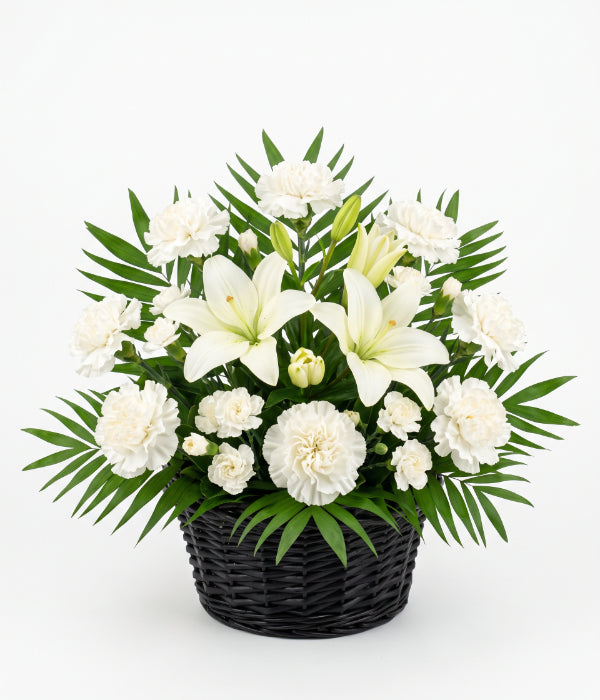 Magnifique bouquet de fleurs en panier de perles