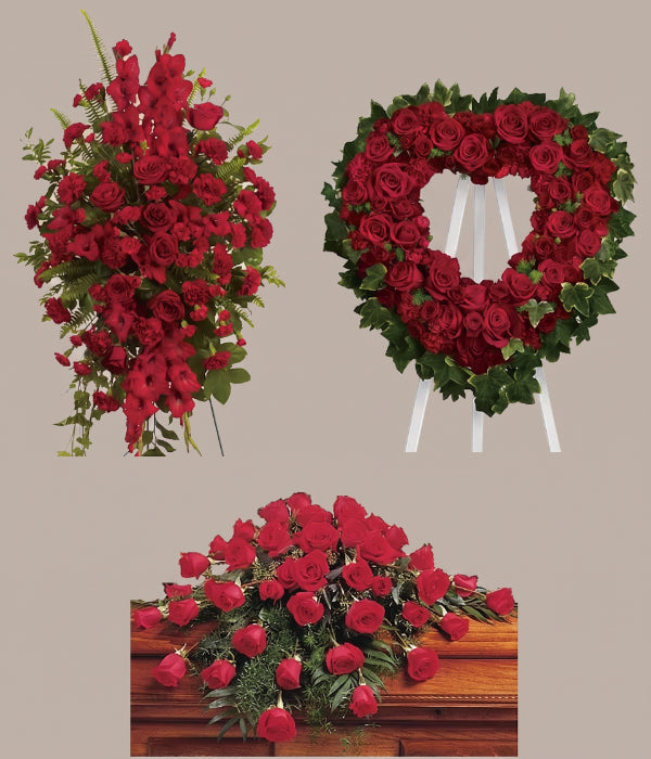Forfait Arrangement Funéraire Rose Écarlate Classique 2