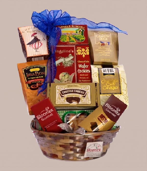 Panier cadeau classique avec 12 articles gourmands