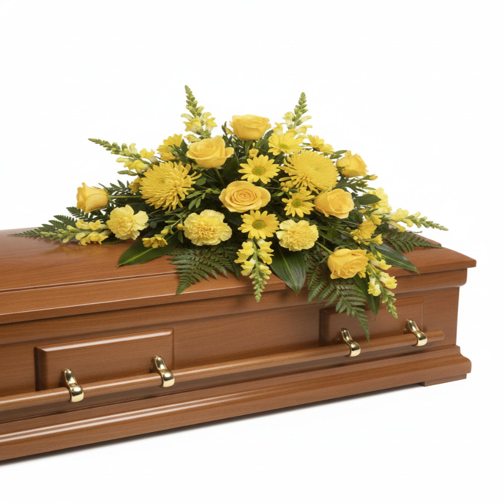 Remembering Joy Casket Spray Flower Arrangement