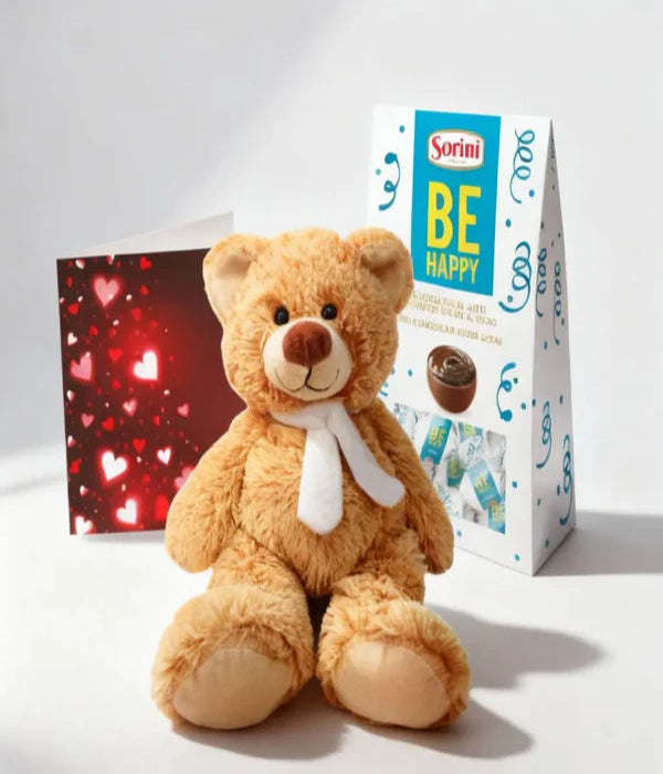 Teddy Bear Gift Set with Sorini Chocolates & Greeting Card